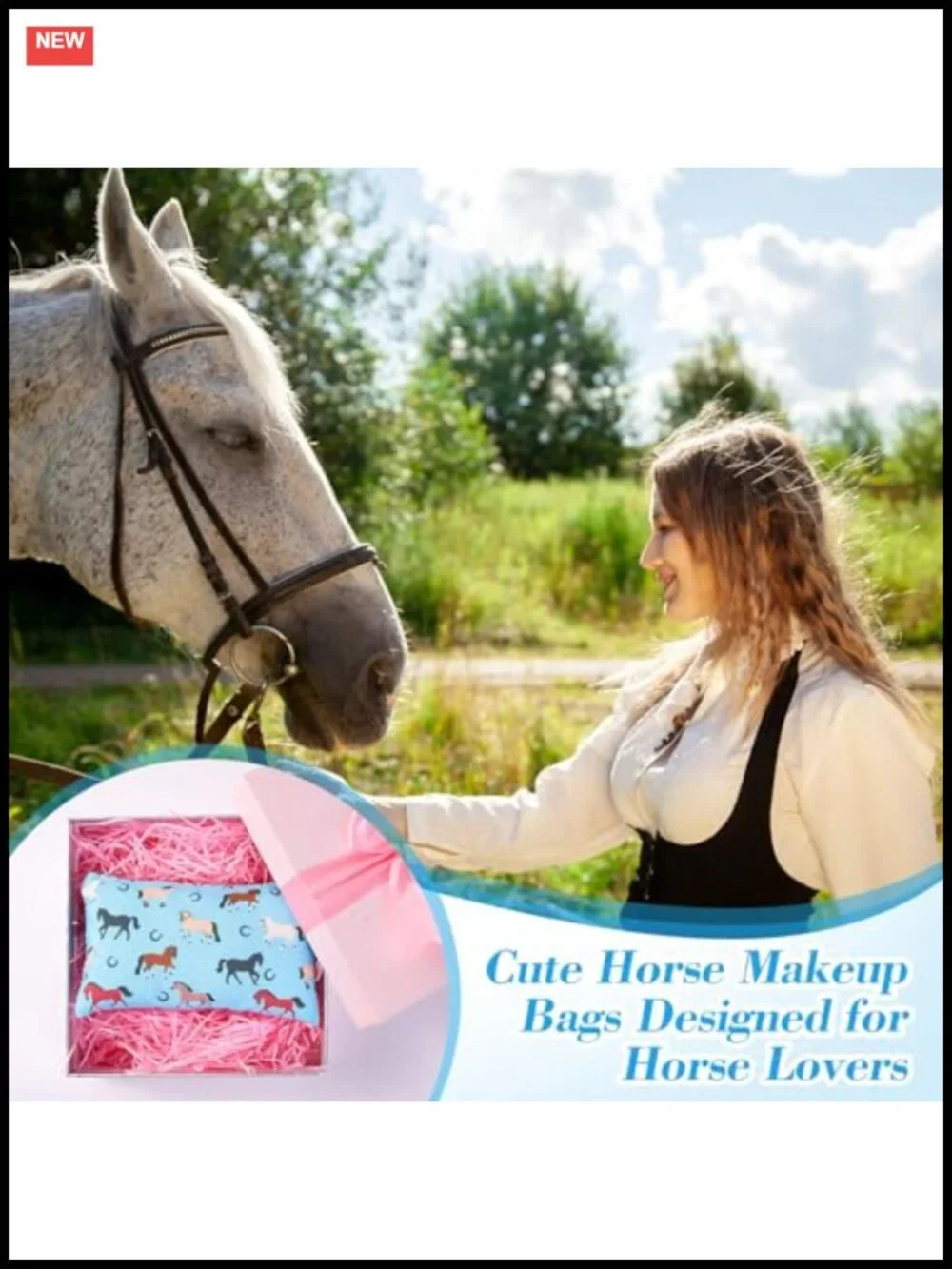 20 Pcs Horse Makeup Bags Zipper Pouch Travel Toiletry Organizer Cosmetic Bag